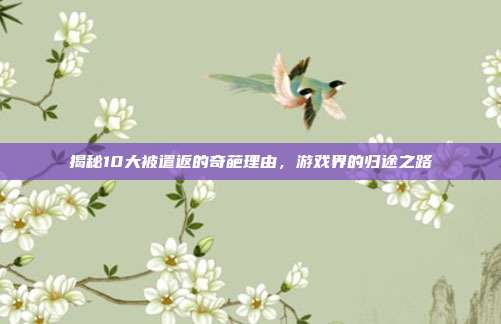 揭秘10大被遣返的奇葩理由,游戏界的归途之路-第1张图片-速奇网 揭秘10大被遣返的奇葩理由,游戏界的归途之路-第1张图片-速奇网