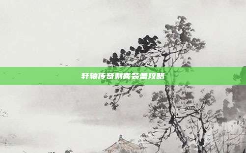 轩辕传奇刺客装备攻略-第1张图片-速奇网 轩辕传奇刺客装备攻略-第1张图片-速奇网