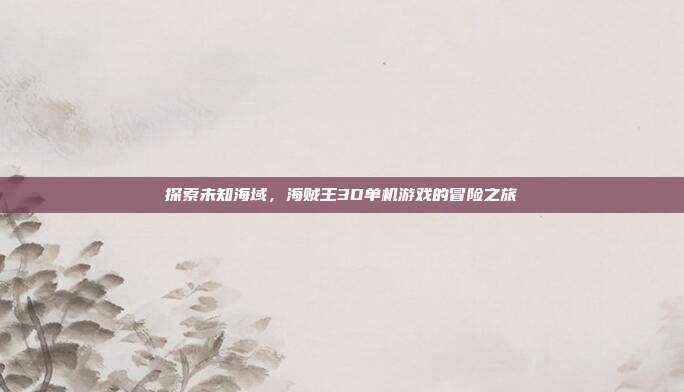 探索未知海域，海贼王3D单机游戏的冒险之旅-第1张图片-速奇网