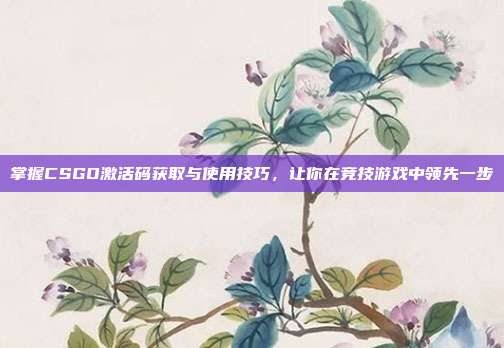 掌握CSGO激活码获取与使用技巧，让你在竞技游戏中领先一步-第1张图片-速奇网