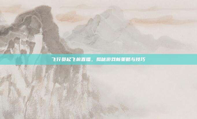 飞行员起飞前直播，揭秘游戏新策略与技巧-第1张图片-速奇网