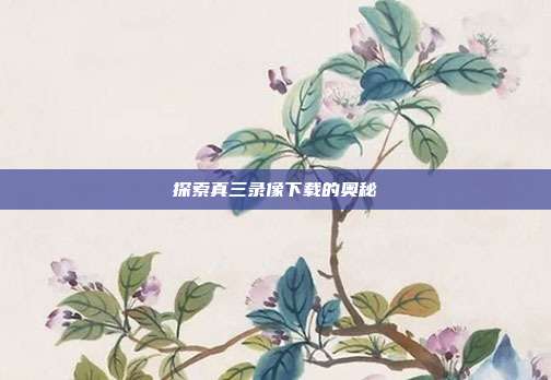 探索真三录像下载的奥秘-第1张图片-速奇网 探索真三录像下载的奥秘-第1张图片-速奇网