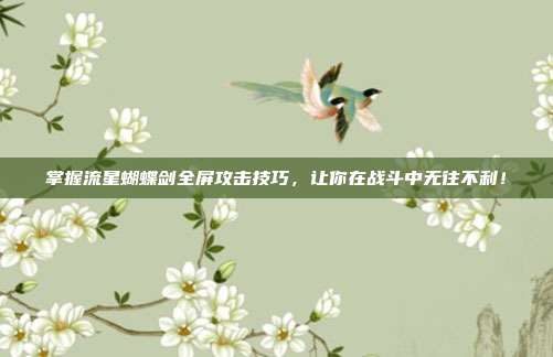 掌握流星蝴蝶剑全屏攻击技巧，让你在战斗中无往不利！-第1张图片-速奇网