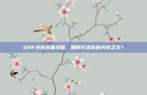 DNF光抗装备攻略,如何打造你的光抗之王?-第1张图片-速奇网 DNF光抗装备攻略,如何打造你的光抗之王?-第1张图片-速奇网