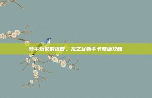新手玩家的福音,龙之谷新手卡激活攻略-第1张图片-速奇网 新手玩家的福音,龙之谷新手卡激活攻略-第1张图片-速奇网