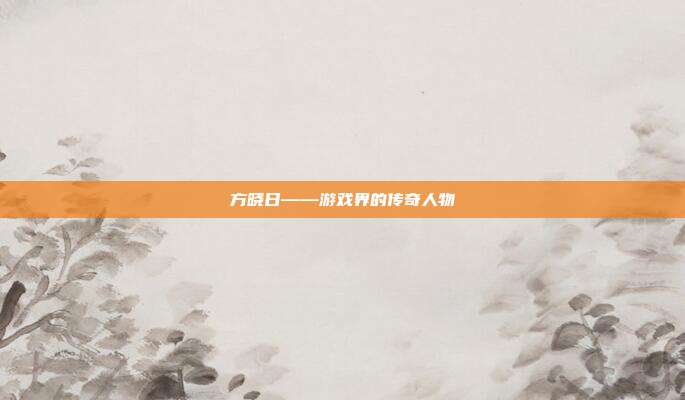 方晓日——游戏界的传奇人物-第1张图片-速奇网 方晓日——游戏界的传奇人物-第1张图片-速奇网