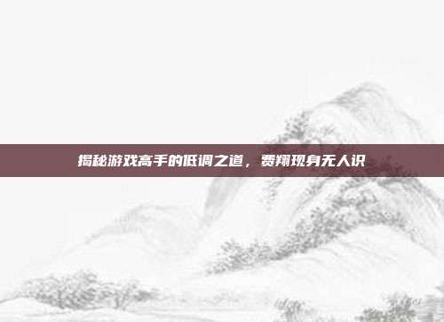 揭秘游戏高手的低调之道，费翔现身无人识-第1张图片-速奇网