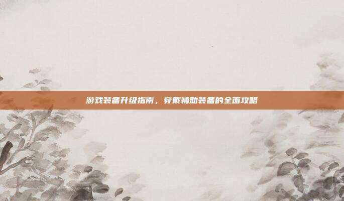 游戏装备升级指南,穿戴辅助装备的全面攻略-第1张图片-速奇网 游戏装备升级指南,穿戴辅助装备的全面攻略-第1张图片-速奇网
