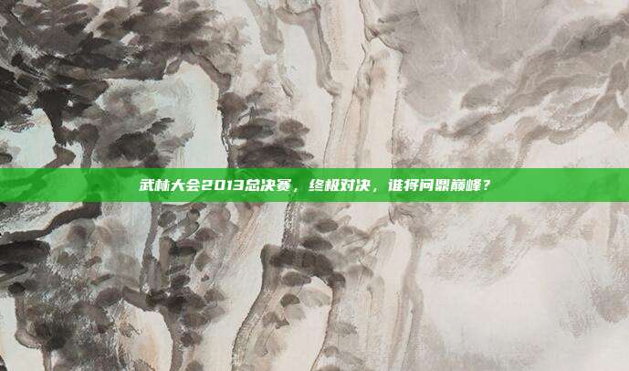 武林大会2013总决赛,终极对决,谁将问鼎巅峰?-第1张图片-速奇网 武林大会2013总决赛,终极对决,谁将问鼎巅峰?-第1张图片-速奇网